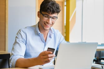 happy business man with phone-2